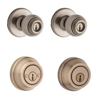 Double Cylinder Combination Lockset - Antique Brass